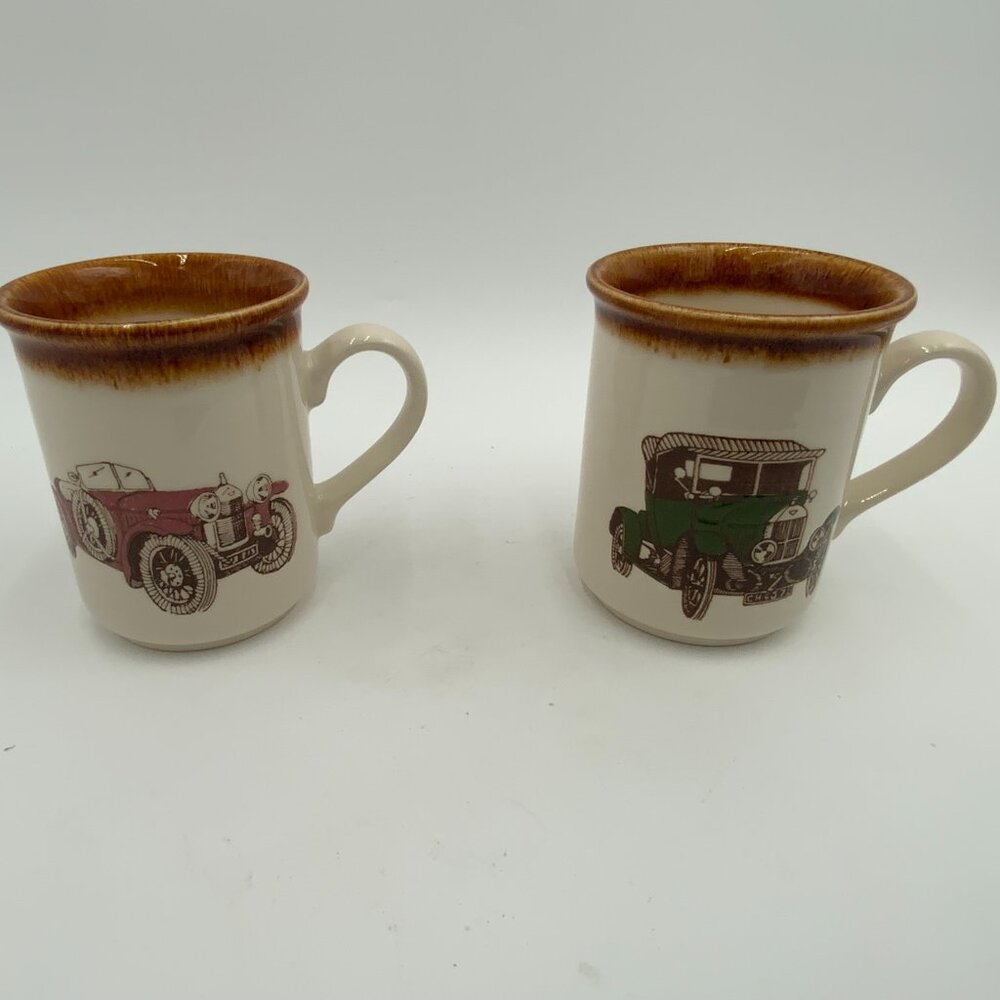 2 Vintage Biltons Staffordshire England Tableware Antique Car Coffee Mugs
